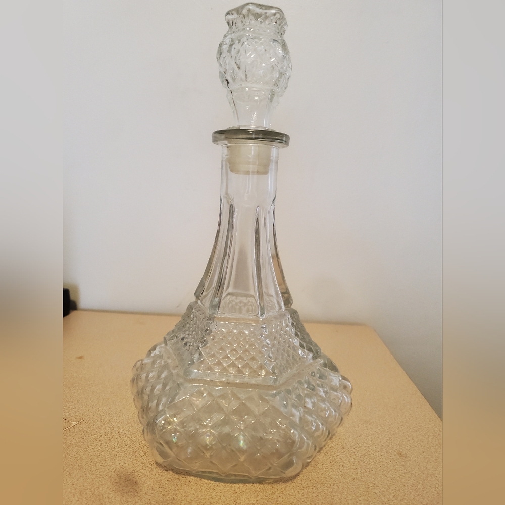 Vintage Wexford Ships Decanter By Anchor Hocking 12inch Tall Decanter with Stopp